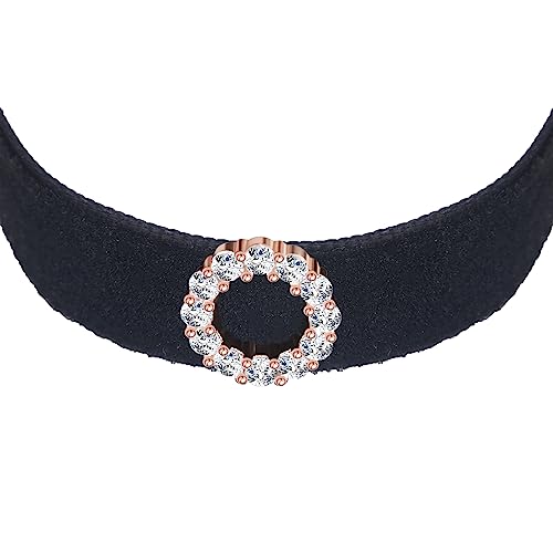 Yumilok Kette mit Anhänger Damen Halskette Collier 925 Sterling Silber Choker Samtseil schwarz Rosegold für Frauen Freundin von Yumilok