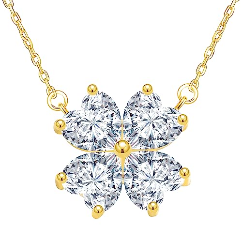 Yumilok Kette mit Anhänger Damen Halskette Collier 925 Sterling Silber Zirkonia Gold für Damen Freundin von Yumilok