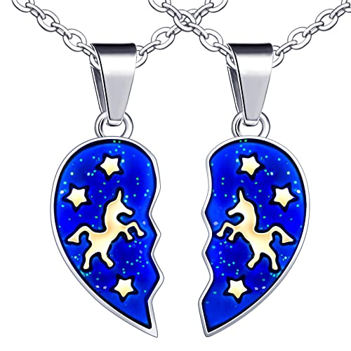 Yumilok Mann Kette Damen Halskette Edelstahl Pärchen mit Herz Puzzle Anhänger Thermo Stimmung Farbwechsel für Paare Damen Herren Liebhaber Yumilok Mann Kette Damen Halskette Edelstahl Pärchen mit Herz Puzzle Anhänger Thermo Stimmung Farbwechsel für Paare Damen Herren Liebhaber von Yumilok