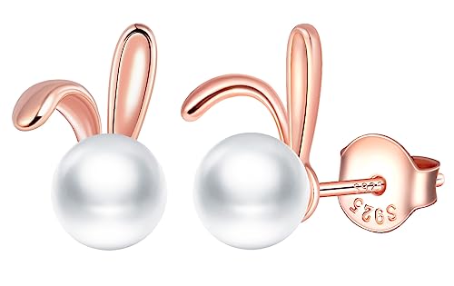 Yumilok Ohrringe Damen Halskette Collier 925 Sterling Silber Perle Rosegold Kaninchen für Frauen Freundin Yumilok Ohrringe Damen Halskette Collier 925 Sterling Silber Perle Rosegold Kaninchen für Frauen Freundin von Yumilok
