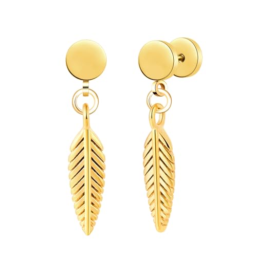 Yumilok Ohrstecker für Damen Herren Ohrringe Edelstahl Feder Ohrhänger Kreis Ohrringe Ohrstecker Fake Plugs Ohr Cheater Tunnel Gauges Ohr-Piercing Edelstahl Ohrknorpel Piercing von Yumilok