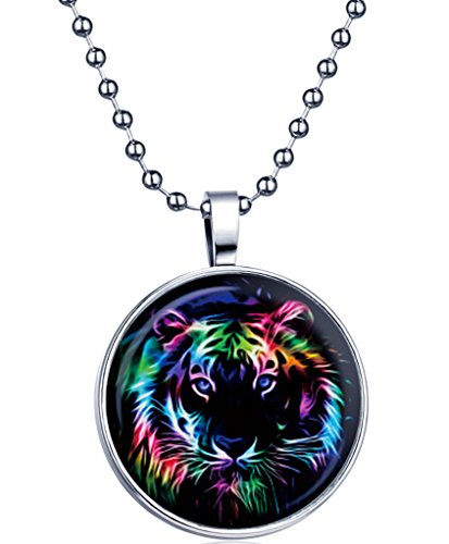 Yumilok Damen Mädchen Kette nachtleuchtend Anhänger Tiger Legierung Medaillon Kettenänhanger für Damen Herren, Blaues Licht Yumilok Damen Mädchen Kette nachtleuchtend Anhänger Tiger Legierung Medaillon Kettenänhanger für Damen Herren, Blaues Licht von Yumilok