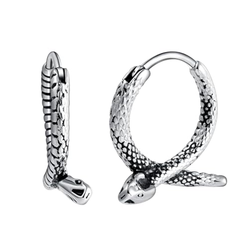 Yumilok Punk Schlange Creolen Ohrringe für Herren Damen Edelstahl Klein Creolen Ohrringe Hoops Earrings Huggie Knorpel Piercing von Yumilok