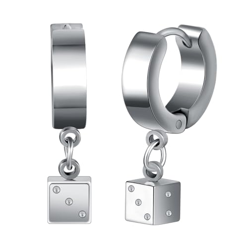 Yumilok Quadratische Ohrstecker für Männer Frauen Creolen Ohrringe Herren Ohrstecker Herren Männer Edelstahl Ohrringe Ohr Tunnel Ohrringe Piercing von Yumilok