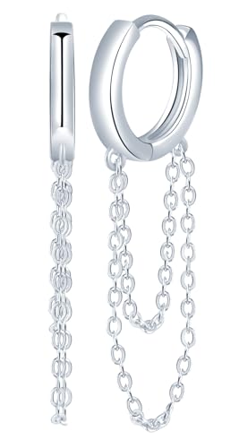 Yumilok Quaste Ohrringe Damen Creolen 925 Sterling Silber Damen Ohrringe baumeln für Frauen Teenager Mädchen Ohrringe Kette von Yumilok