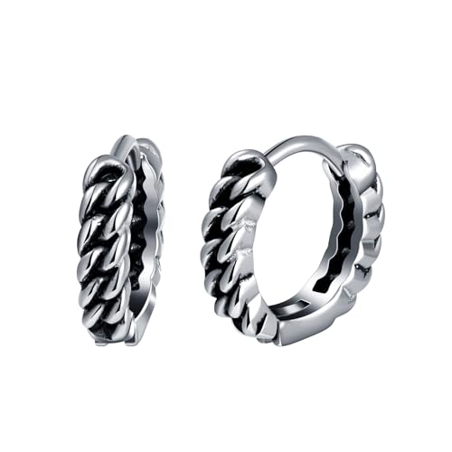 Yumilok Retro Kleine Creolen Twists Ohrringe Männer Ohrringe Edelstahl Herren Ohrringe Titan Punk Ohrringe Damen Huggie Knorpel Piercing von Yumilok