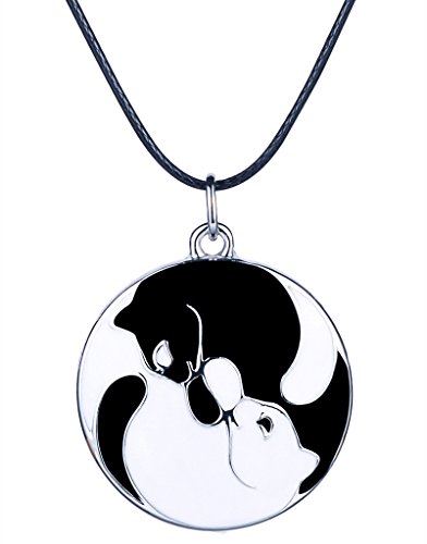 Yumilok Retro Schwarze Weiße Doppel Katzen Kätzchen Rund Anhänger Halskette Legierung Medaillon Kettenänhanger für Damen Herren Yumilok Retro Schwarze Weiße Doppel Katzen Kätzchen Rund Anhänger Halskette Legierung Medaillon Kettenänhanger für Damen Herren von Yumilok