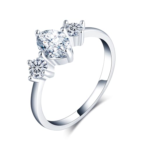 Yumilok Ringe für Damen Trauringe Silber - Damenring Ring Silber 925 Fingerring Trauringe Engagement Promise Ring mit 1 Karat Moissanit Diamant Frauen Verlobungsring Eheringe Größe 51 von Yumilok