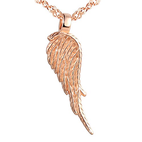 Yumilok Roségold 925 Sterling Silber Anhänger Halskette Engelsflügel Feder Kette mit Anhänger für Damen Mädchen von Yumilok