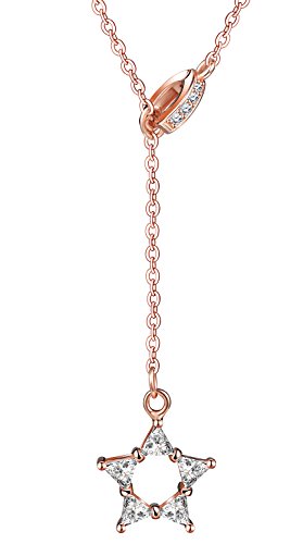 Yumilok Roségold 925 Sterling Silber Stern Sternchen Anhänger Halskette Verstellbare Kette mit Anhänger Y-Kette für Damen Mädchen von Yumilok