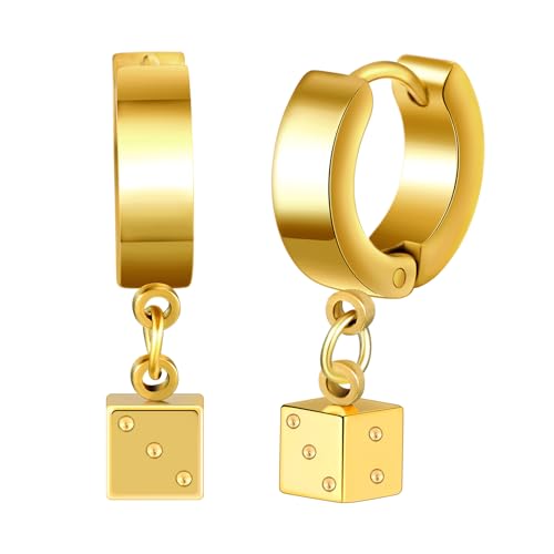 Yumilok Würfel Unisex-Ohrstecker aus Edelstahl Creolen Ohrringe Ohrstecker Herren Männer Damen Ohrringe Ohr Tunnel Ohrringe Piercing von Yumilok