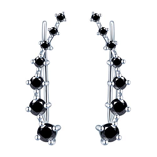 Yumilok Damen Manschette Ohrklemme Ohrringe Ohrstecker Ohrclip Ohr-ringe Ohr 925 Sterling Silber Zirkonia für Frauen Mädchen Schwarz Yumilok Damen Manschette Ohrklemme Ohrringe Ohrstecker Ohrclip Ohr-ringe Ohr 925 Sterling Silber Zirkonia für Frauen Mädchen Schwarz von Yumilok