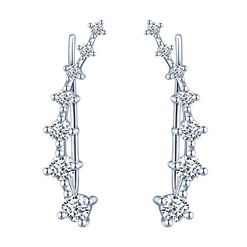 Yumilok Damen Knorpel Schmuck Ohrklemme Ohrring Ohrstecker Ohrclip Piercing 925er Sterling Silber mit Kristall für Mädchen Silber von Yumilok