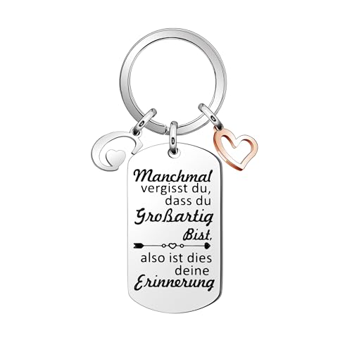 Yumioxa 26 Buchstaben Anhänger Rechteckige Schlüsselanhänger Ermutigen Geschenk Für Frauen Tochter Freunde Geburtstag Souvenir Feiern Party Geschenk Schlüsselanhänger Roségold Herz Anhänger(C) von Yumioxa