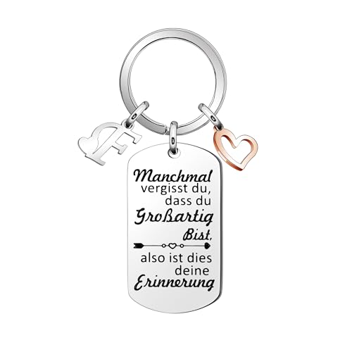 Yumioxa 26 Buchstaben Anhänger Rechteckige Schlüsselanhänger Ermutigen Geschenk Für Frauen Tochter Freunde Geburtstag Souvenir Feiern Party Geschenk Schlüsselanhänger Roségold Herz Anhänger(F) von Yumioxa