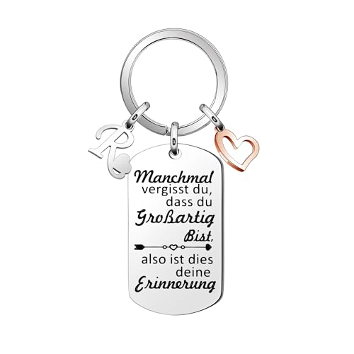 Yumioxa 26 Buchstaben Anhänger Rechteckige Schlüsselanhänger Ermutigen Geschenk Für Frauen Tochter Freunde Geburtstag Souvenir Feiern Party Geschenk Schlüsselanhänger Roségold Herz Anhänger(R) von Yumioxa