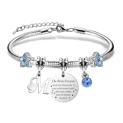 Yumioxa Frauen Armbänder Mit Anfangsbuchstaben-Personalisiertes Geschenk für Freunde,Freundschaft Seestern Armband Name Armbänder Geben Beste Freunde Schwester Kollege Tochter Schmuck (M) von Yumioxa
