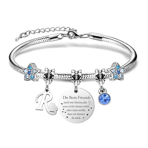 Yumioxa Frauen Armbänder Mit Anfangsbuchstaben-Personalisiertes Geschenk für Freunde,Freundschaft Seestern Armband Name Armbänder Geben Beste Freunde Schwester Kollege Tochter Schmuck (R) von Yumioxa