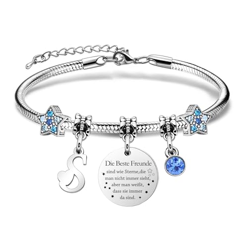 Yumioxa Frauen Armbänder Mit Anfangsbuchstaben-Personalisiertes Geschenk für Freunde,Freundschaft Seestern Armband Name Armbänder Geben Beste Freunde Schwester Kollege Tochter Schmuck (S) von Yumioxa