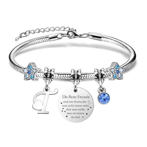 Yumioxa Frauen Armbänder Mit Anfangsbuchstaben-Personalisiertes Geschenk für Freunde,Freundschaft Seestern Armband Name Armbänder Geben Beste Freunde Schwester Kollege Tochter Schmuck (T) von Yumioxa