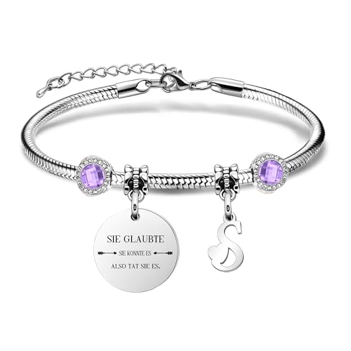 Yumioxa Initiale Buchstaben Armbänder Namen Inspirierend Geschenk Armbänder lila Kristall Mode Schmuck Ermutigung für Geben Frauen Schwester Beste Freunde Kollegin Graduation Geburtstag(S) von Yumioxa