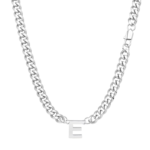 Yumioxa Kubanische Kette 26 Buchstaben Männer Halskette Schmuck für Männer Jungen Geburtstag MännerEdelstahl Kubanische Kette Kette Hip-Hop(E) von Yumioxa
