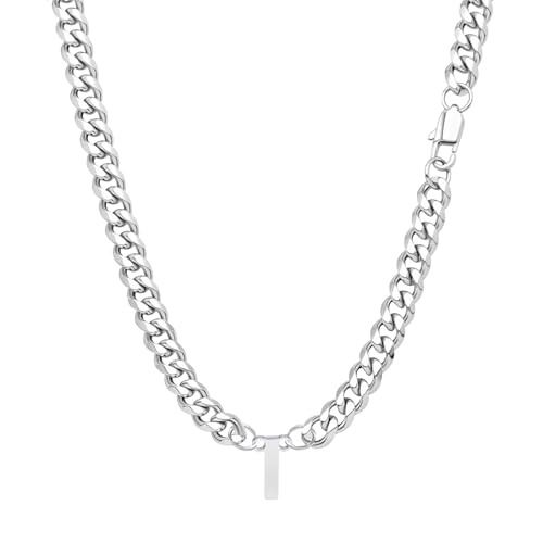 Yumioxa Kubanische Kette 26 Buchstaben Männer Halskette Schmuck für Männer Jungen Geburtstag MännerEdelstahl Kubanische Kette Kette Hip-Hop (I) von Yumioxa