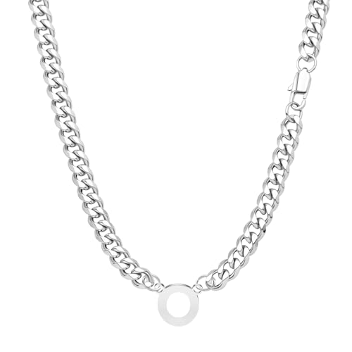 Yumioxa Kubanische Kette 26 Buchstaben Männer Halskette Schmuck für Männer Jungen Geburtstag MännerEdelstahl Kubanische Kette Kette Hip-Hop (O) von Yumioxa