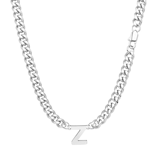 Yumioxa Kubanische Kette 26 Buchstaben Männer Halskette Schmuck für Männer Jungen Geburtstag MännerEdelstahl Kubanische Kette Kette Hip-Hop (Z) von Yumioxa