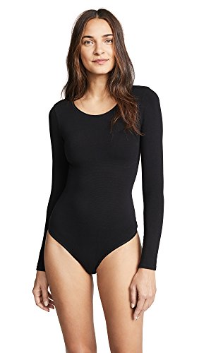 Yummie Damen Nahtloser Body mit Langen Ärmeln und Tanga-Rücken Shapewear Bodysuit, schwarz, Small-Medium von Yummie