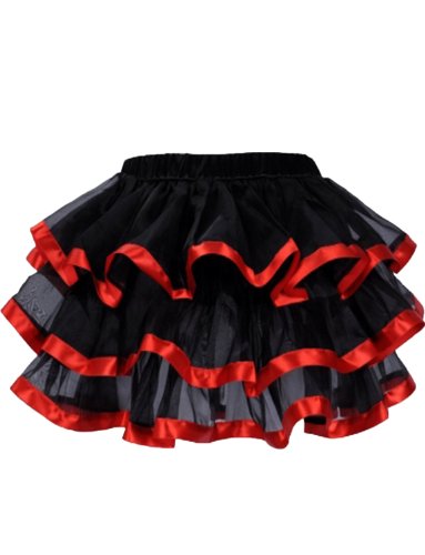 Yummy Bee - Gerüschter Tutu Rock Karneval Fasching Burleske Tülle Schwarz Kurz Damen Größe 34-52 (Rot, 36-38) von Yummy Bee