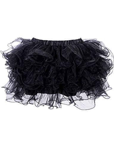 Yummy Bee - Gerüschter Tutu Rock Karneval Fasching Burleske Tülle Schwarz Kurz Damen Größe 34-52 (Schwarz, 50-52) von Yummy Bee