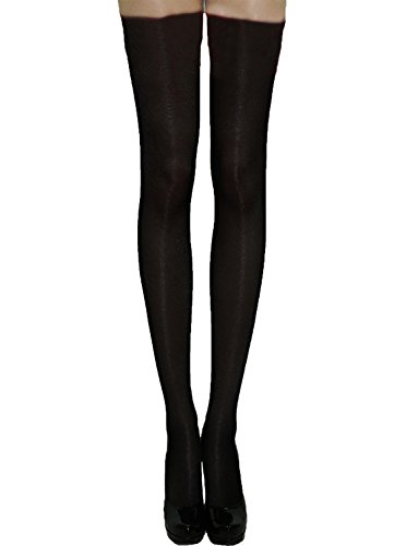 Yummy Bee - Halterlose Blickdichte Strümpfe - Lange über Kniestrümpfe - Karneval Fasching Kostüm (Schwartz) von Yummy Bee