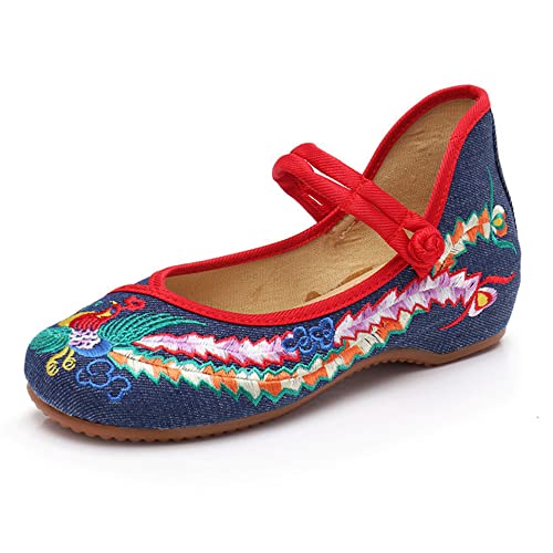 Chinese Traditional Embroidery Flats Shoes Women's Girl Mary Jane Ballet Yoga Shoes Rubber Sole von YunPeng