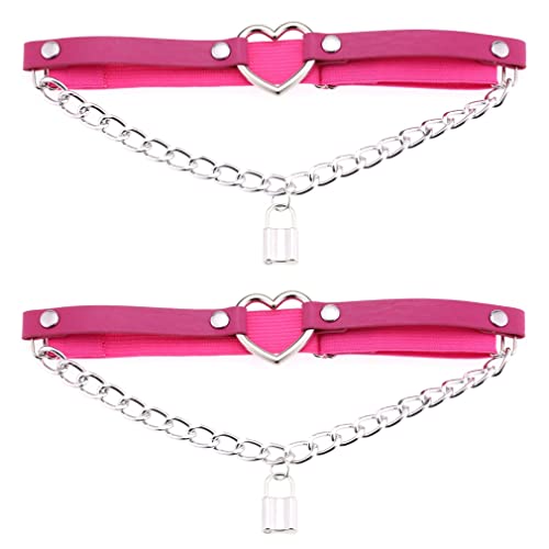 Verstellbares Herz Bein Strumpfband Gürtel Herz mit Kette Elastische Oberschenkel Strumpfbänder für Frauen 2 Stück, rose, Einheitsgröße von YunPeng