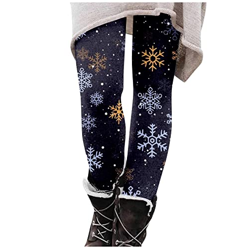 Damen Leggings Lange Stretch Leggings Mit Motiv Skinny Winter Warme Fleece Freizeithose Weihnachten Drucken Karneval Thermohose Yogahosen Gefüttert Plüsch Hausanzug von YunYoud