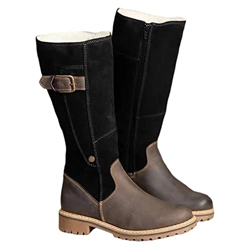 YunYoud 2021 Winterstiefeletten für Damen Warme kniehohe Stiefel aus Leder Plus Damen Parkett flache Sonw Schuhe für Damen von YunYoud