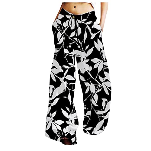 YunYoud Haremshose Damen Lockere Totenkopf Drucken Sommerhose 7/8 Freizeithose Boho Pumphose Elastischer Bund Jogginghose mit Weitem Bein Halloween Hosen Herbst Hose Yogahose von YunYoud