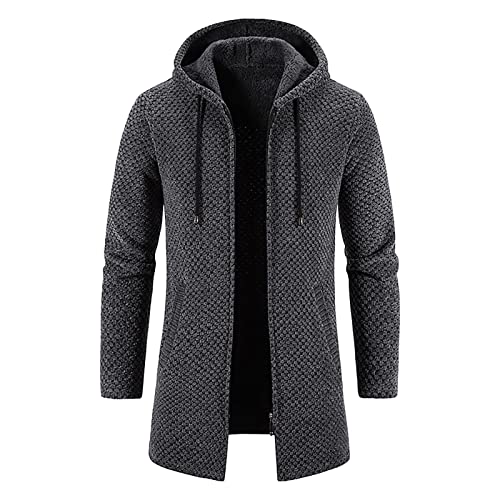 YunYoud Stylish Herren Winter Strickjacke Open Jacke Lang Cardigan Lange Ärmel Mantel Warm Baumwollmischung Jacken Beiläufig Coat von YunYoud