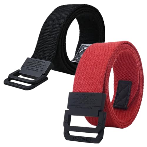 YunYunStrap Herren Damen Canvas Web Gürtel, Übergröße bis 175 cm, mit Doppel D-Ring Schnalle, 2er-Pack YunYunStrap Herren Damen Canvas Web Gürtel, Übergröße bis 175 cm, mit Doppel D-Ring Schnalle, 2er-Pack von YunYunStrap
