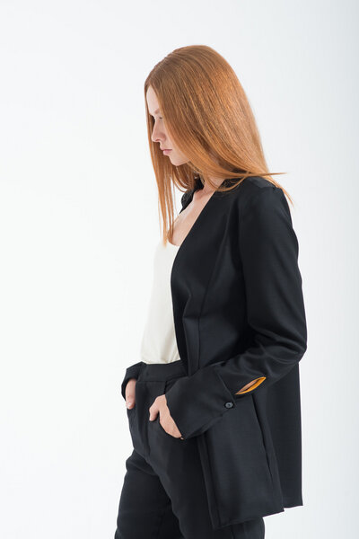 Yuna Miray Lang geschnittener Blazer/Jacke mit Manschette "Blazer Yuna" schwarz und anthrazit von Yuna Miray