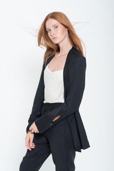 Yuna Miray Lang geschnittener Blazer/Jacke mit Manschette "Blazer Yuna" schwarz und anthrazit von Yuna Miray