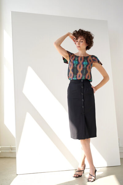 Yuna Miray Wrap Skirt Button Wickelrock mit Logo-Knöpfen von Yuna Miray