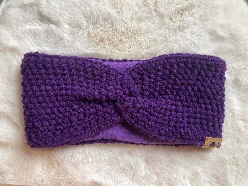 Gestricktes Stirnband Damen Mit Twist Und Fleece von YunaStrickwaren