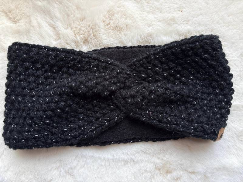 Handgestricktes Reflektierendes Stirnband Damen Mit Fleece von YunaStrickwaren