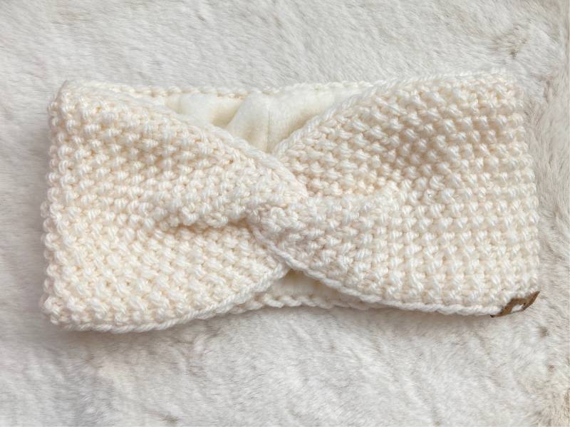 Handgestricktes Stirnband Damen Mit Fleece von YunaStrickwaren