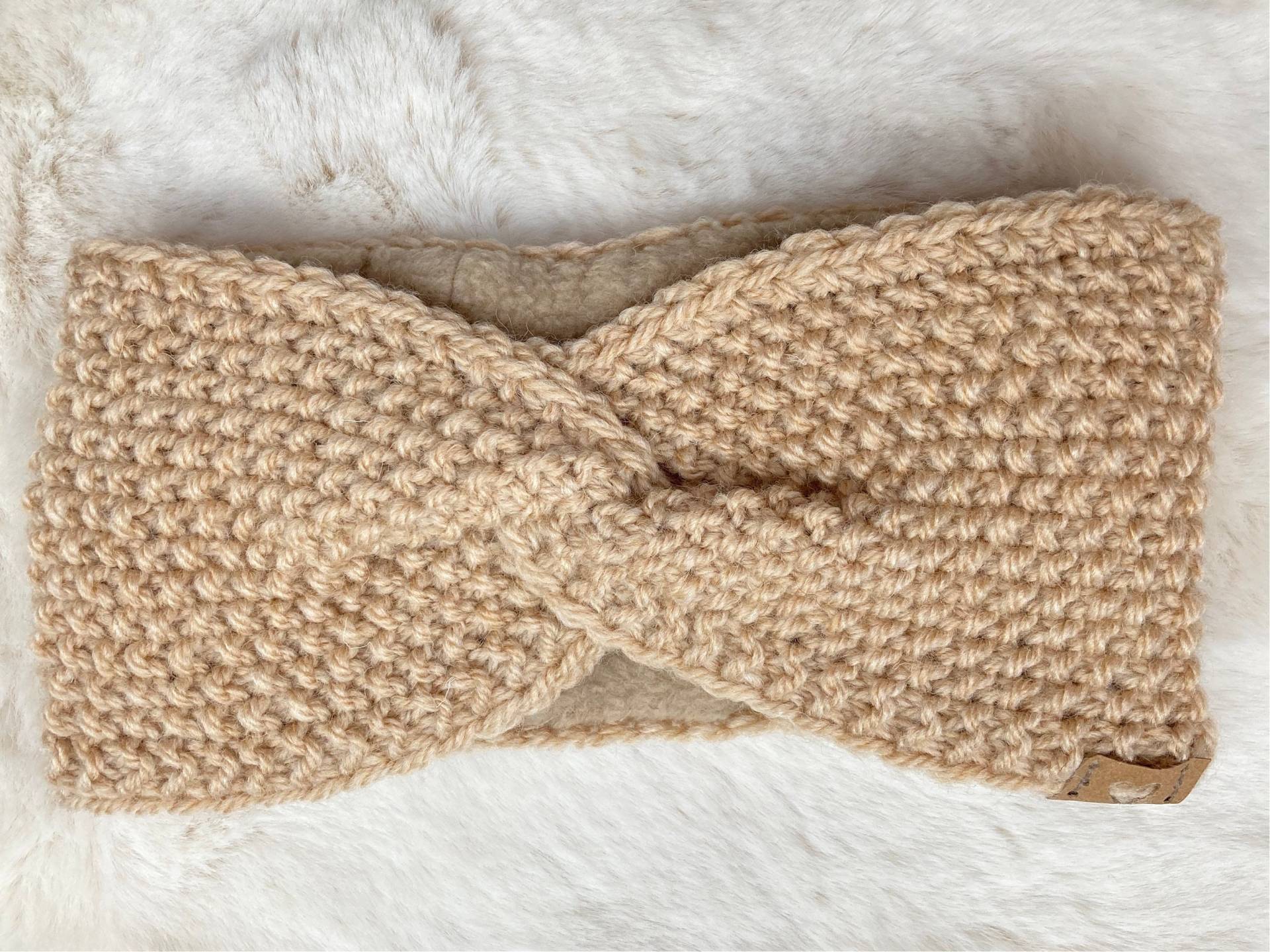 Handgestricktes Stirnband Damen Mit Fleece von YunaStrickwaren