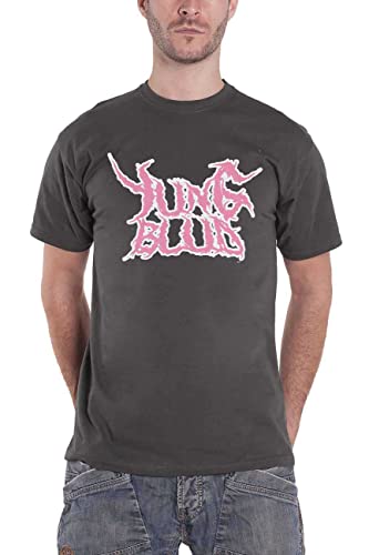 Yungblud T Shirt DEADHAPPY Rosa Logo Nue offiziell Herren Charcoal Grau L von Yungblud