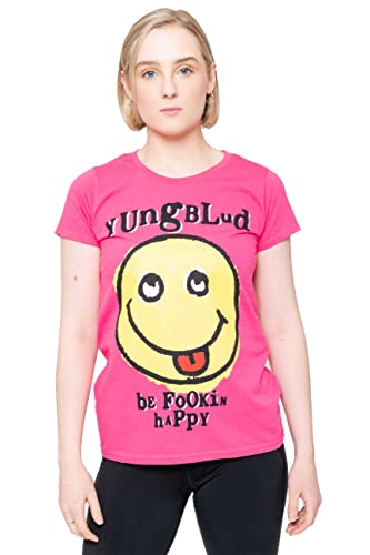 Yungblud T Shirt Raver Smile Logo Nue offiziell Damen Skinny Fit Rosa XL von Yungblud