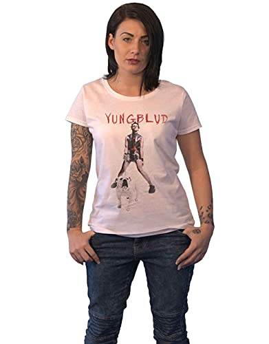 Yungblud T Shirt Strawberry Lipstick Logo Nue offiziell Damen Skinny Fit Weiß XS von Yungblud